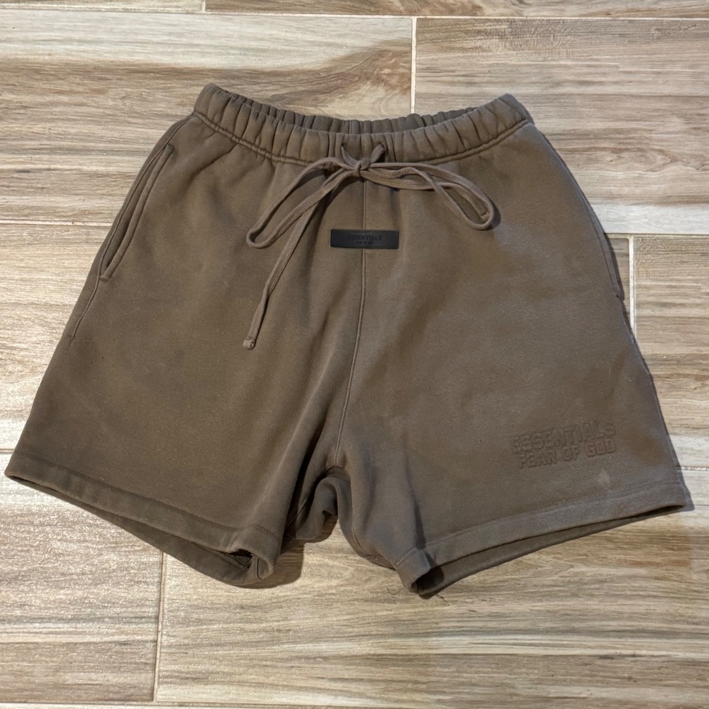 Fear of God Essentials Brown Fleece Sweat Shorts Mens Small FOG Earth Tone